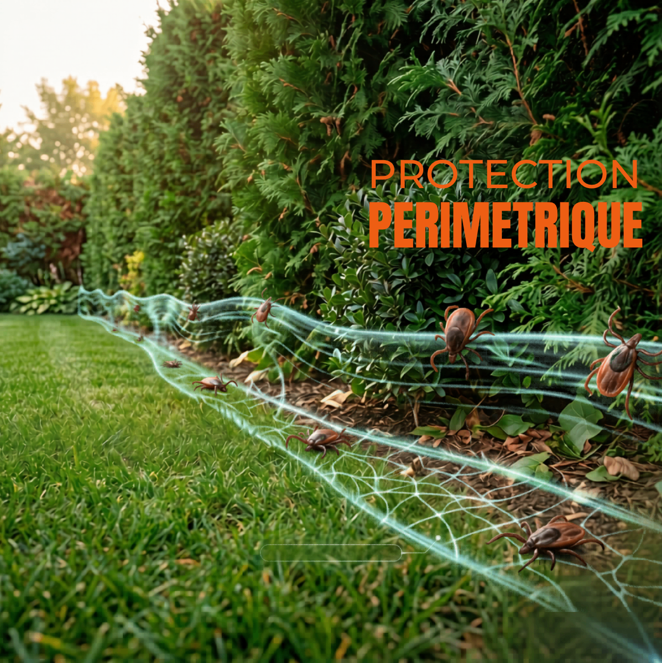 Barrière périmétrique invisible protégeant famille, golfeur et chien